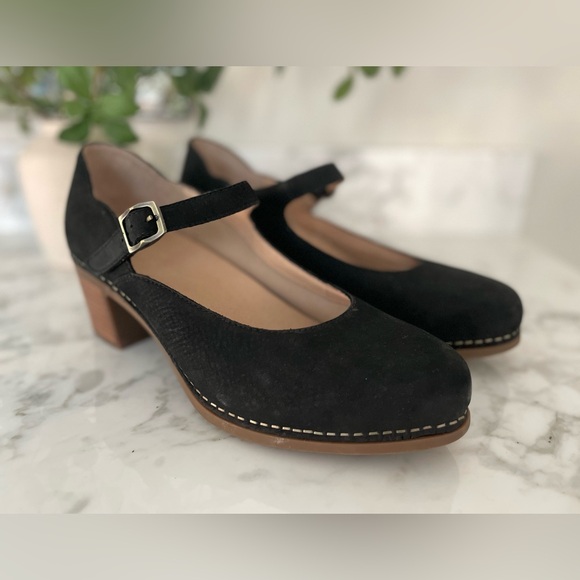 Dansko Shoes - Dansko Harlo Nubuck Suede Mary Jane Wooden Heel 42 (11.5 -12 us) Womens Black
